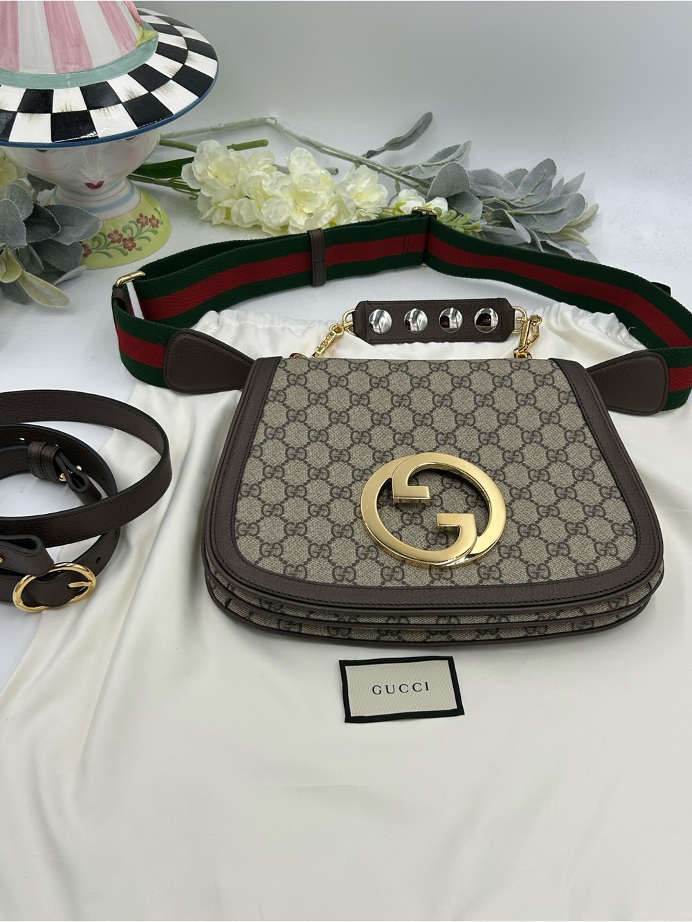 Women's Gucci Blondie iconic GG Supreme canvas shoulder Bag made in Italy - Picture 2 of 16
